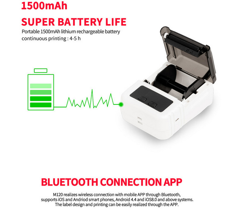 wholesale stocked receipt bill maker bt thermal printer 58mm for jewelry price cable tag label 8